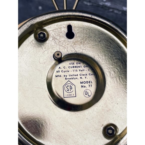 Vintage MCM United Starburst Ivy Leaves Electric wall clock Gold - Picture 4 of 14